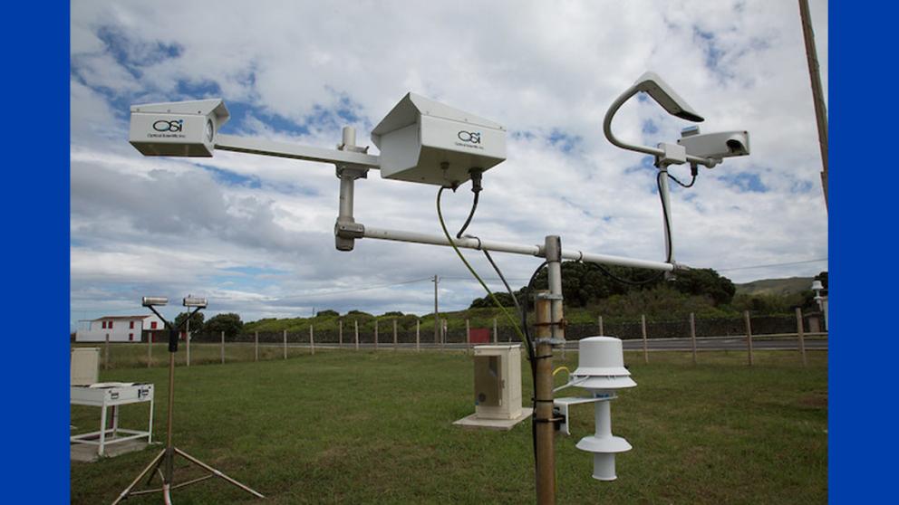 Instrumentation at the ARM facility in the Eastern North Atlantic on Graciosa Island off the coast of Portugal where a KU researcher will show how precipitation influences atmospheric aerosols. Credit: IU.S. Department of Energy Atmospheric Radiation Measurement (ARM) user facility.
